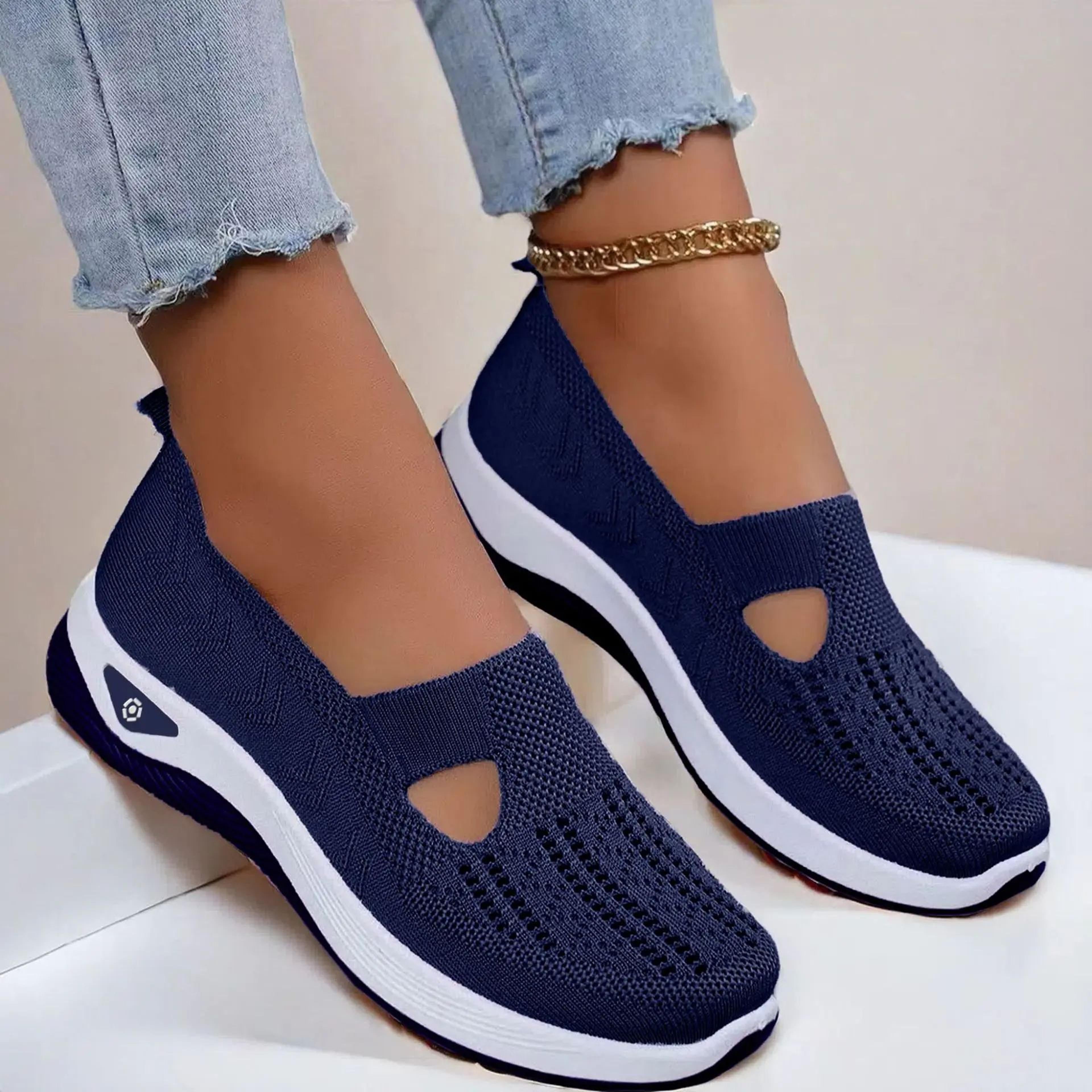 Women's Breathable Walking Flats — Non-Slip Soft Sole Slip-On Comfort Shoes