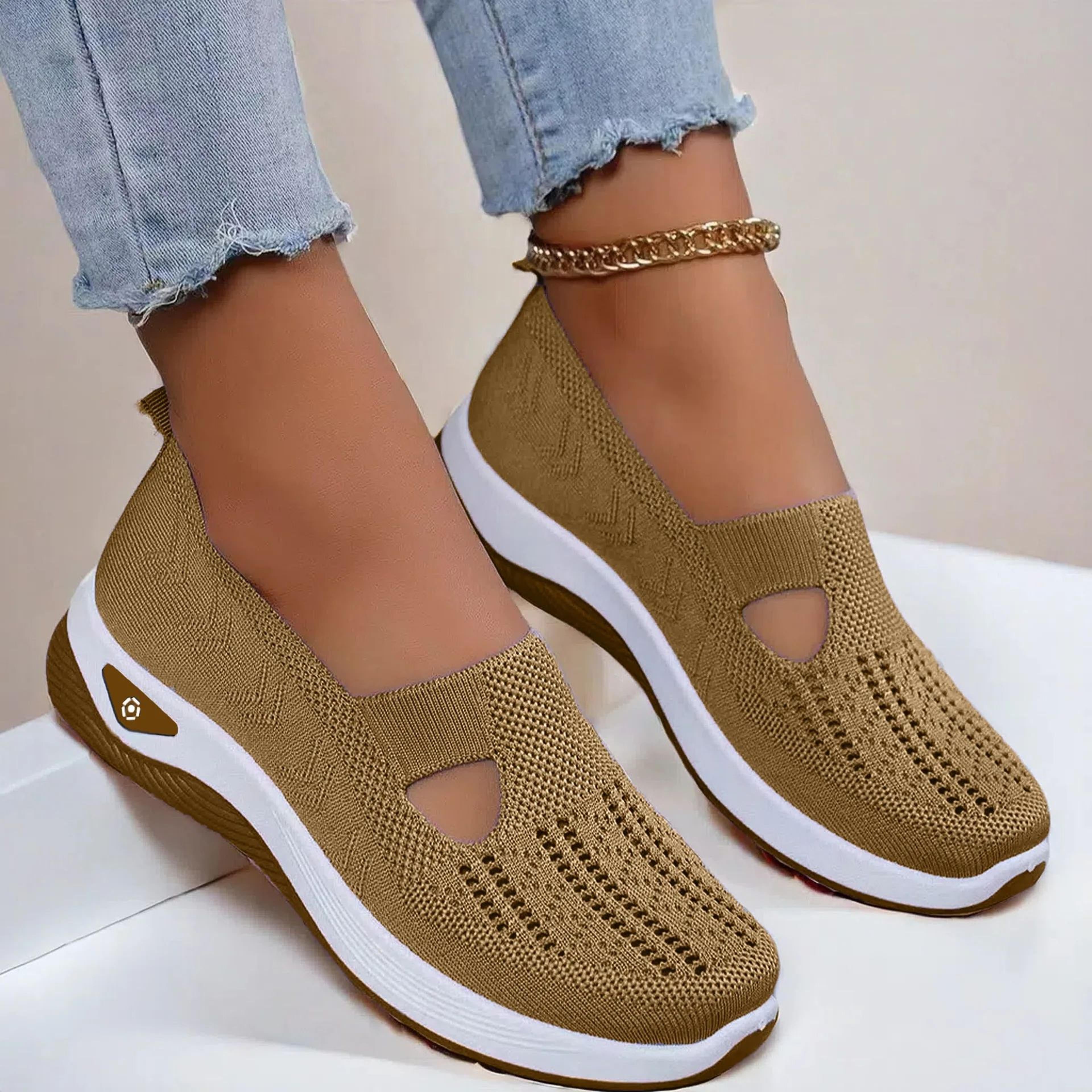 Women's Breathable Walking Flats — Non-Slip Soft Sole Slip-On Comfort Shoes