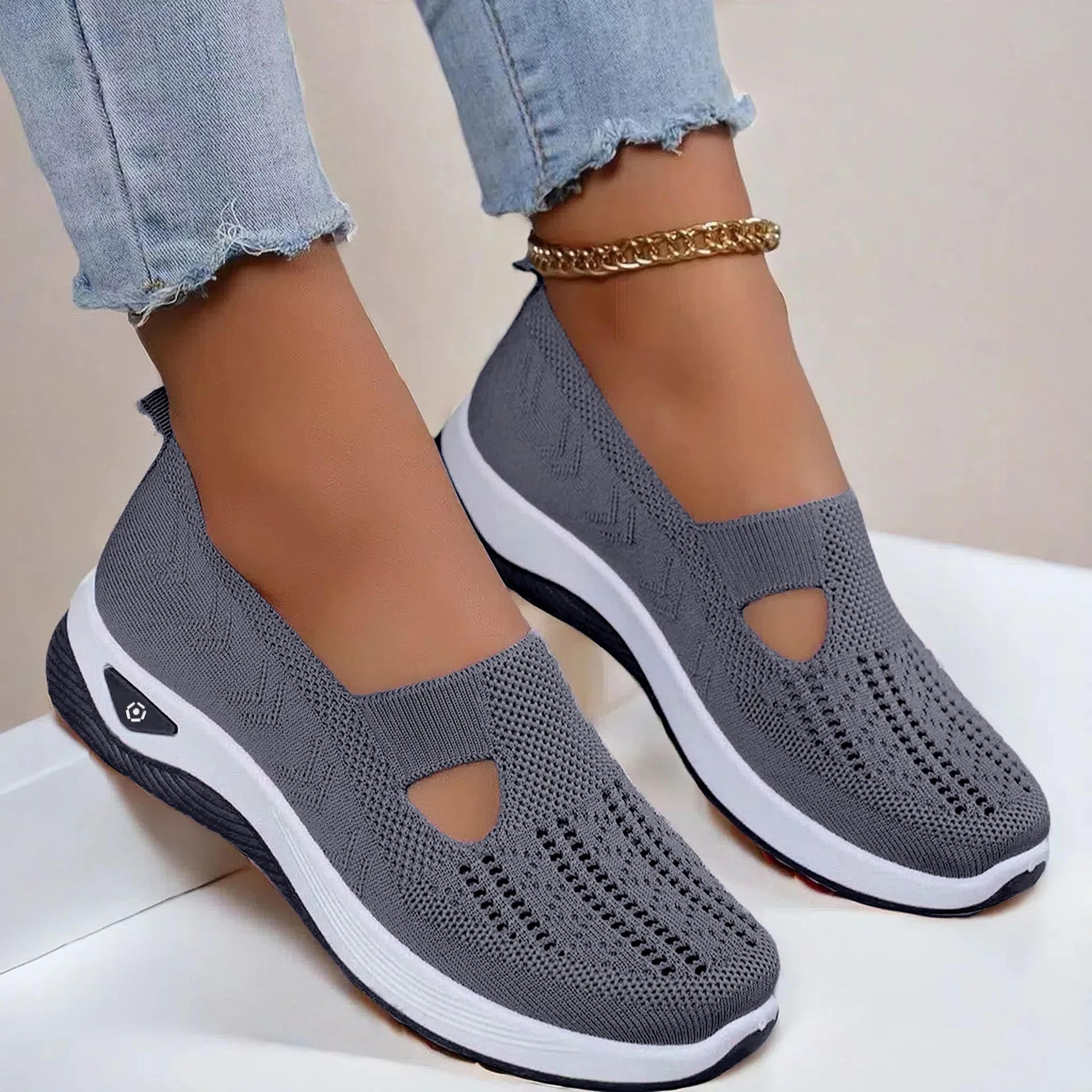 Women's Breathable Walking Flats — Non-Slip Soft Sole Slip-On Comfort Shoes