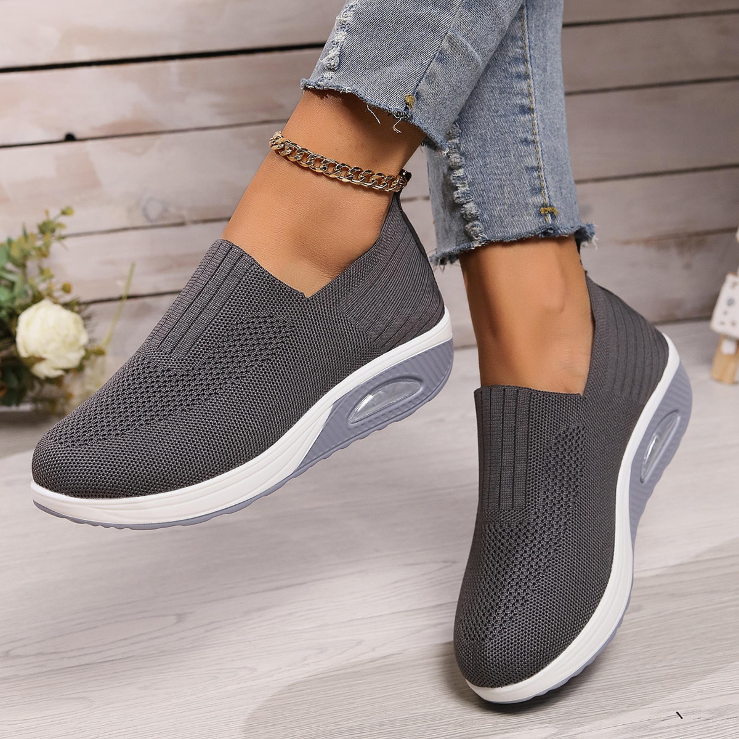 Women's Orthopedic Slip-On Sneakers — Air Cushion Platform for All-Day Comfort