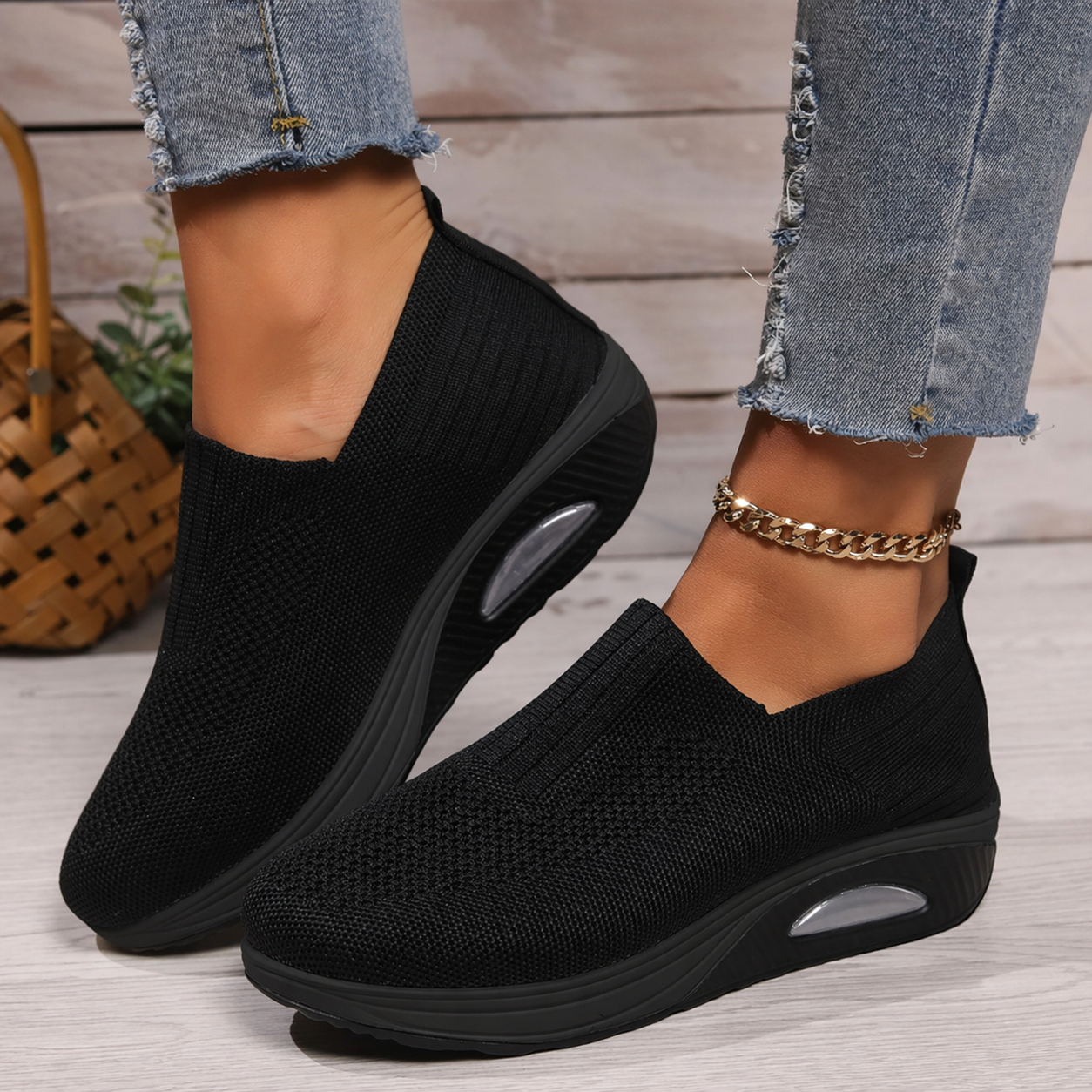 Women's Orthopedic Slip-On Sneakers — Air Cushion Platform for All-Day Comfort