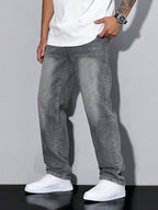 Men's Casual Denim Jeans with Zip Fly and Five Pockets