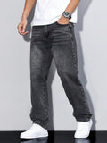 Men's Casual Denim Jeans with Zip Fly and Five Pockets