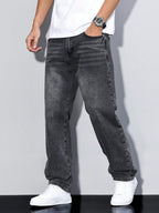 Men's Casual Denim Jeans with Zip Fly and Five Pockets