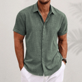 Men's Casual Linen-Blend Shirt with Spread Collar and Button Front